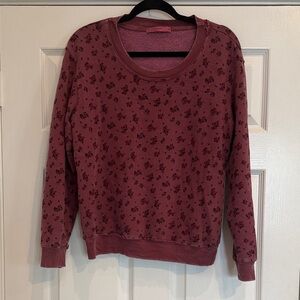 Stateside Burgundy Floral Crew Neck Sweater